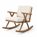 Mecedora de madera con cojines de poliéster beige 80x70x75 cm