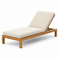 Tumbona de madera de teca ajustable con cojín de poliéster beige