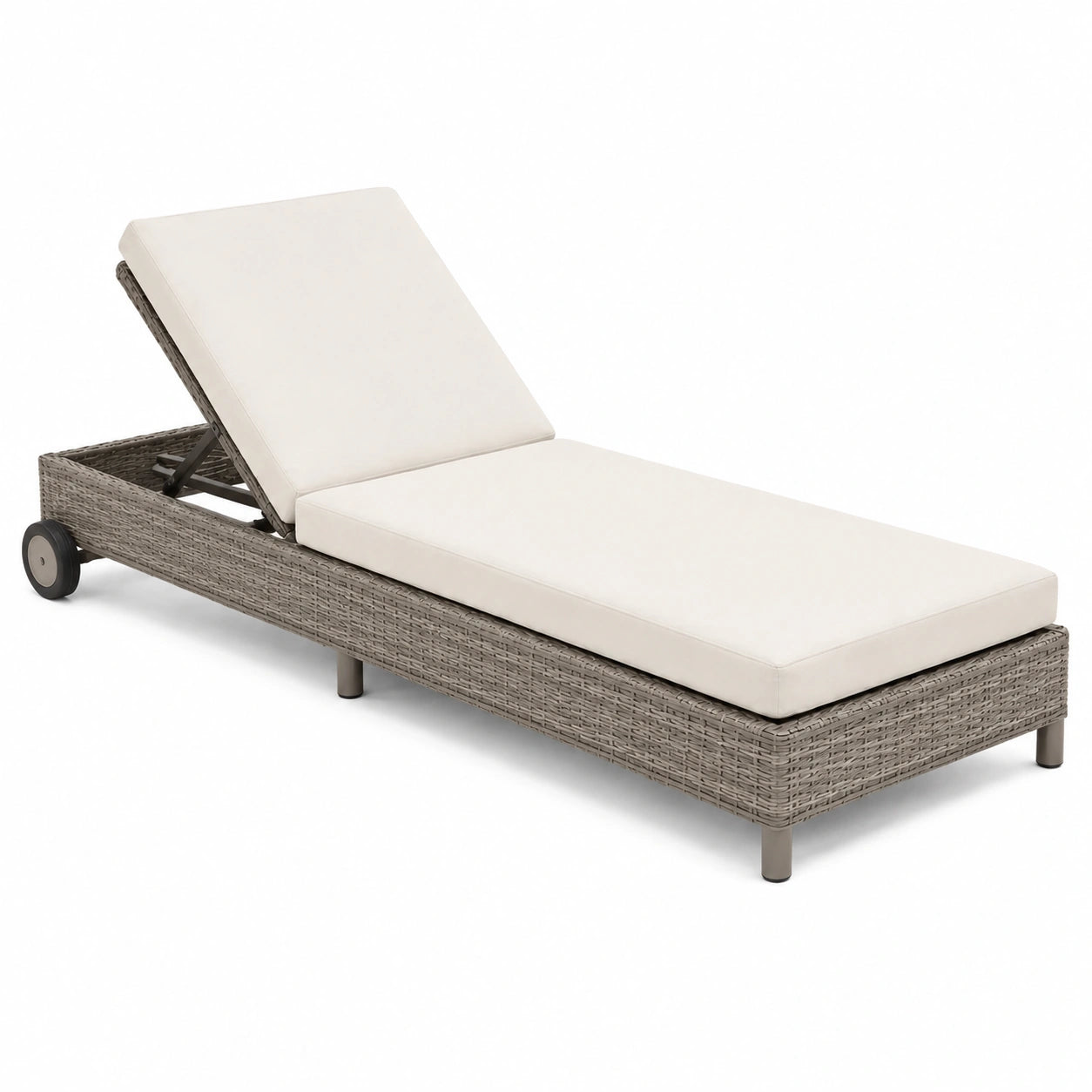 Tumbona de ratán sintético ajustable crema con estructura de aluminio