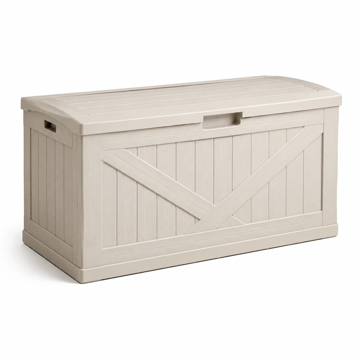 Arcón de plástico beige con tapa 117x45x57 cm