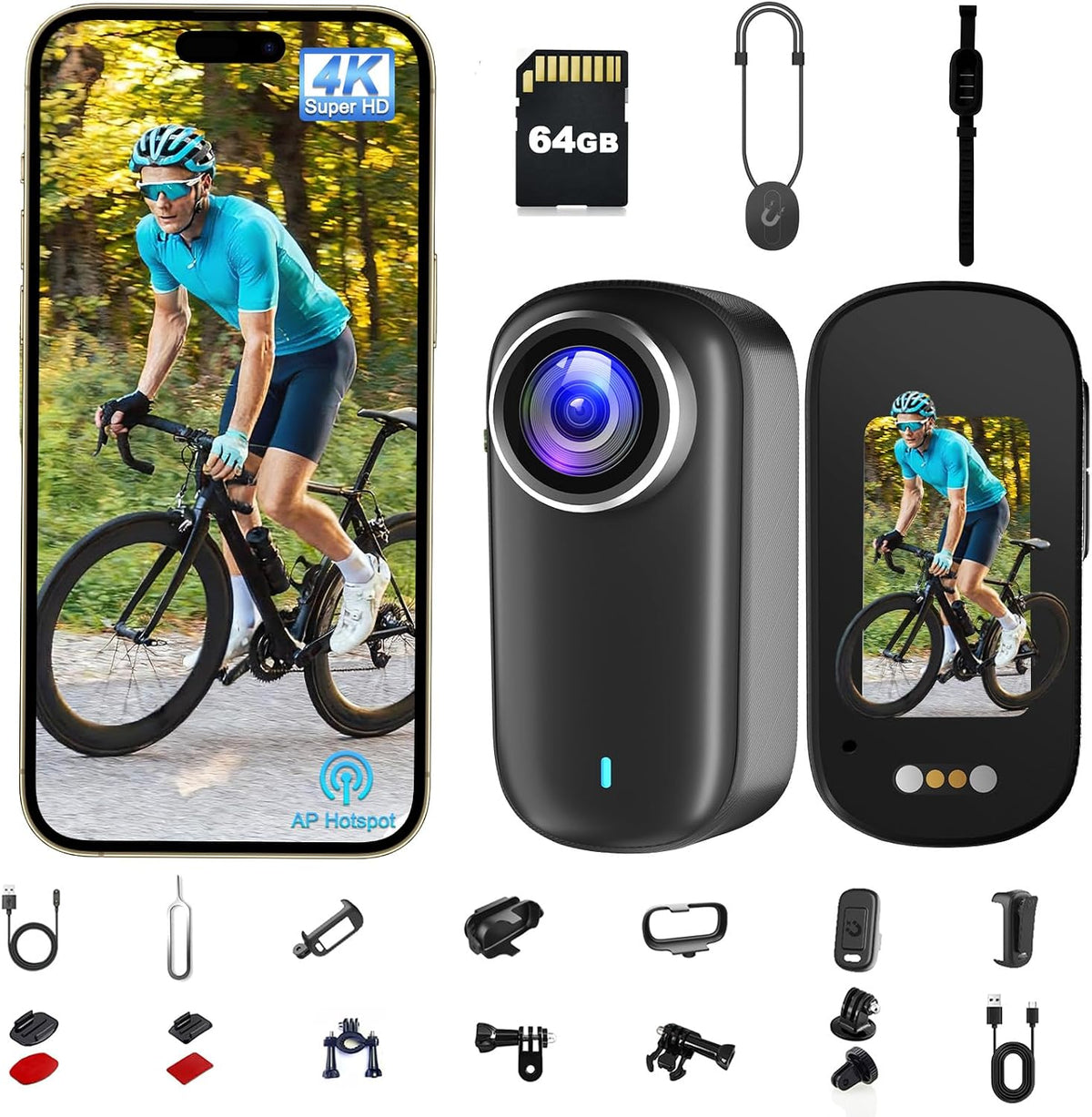 Cámara deportiva, 1200 mAh, con WiFi, inalámbrico, Bextgoo