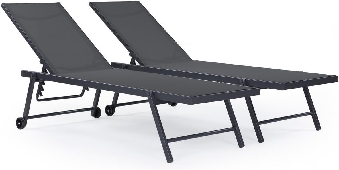 Tumbona, 160 × 66 × 103 cm, aluminio, gris, para el jardín, Habitat et Jardin