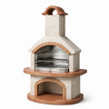 Barbacoa de hormigón y acero inoxidable con chimenea