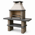 Parrilla de ladrillo refractario y piedra con campana 160x70x200 cm