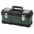 Caja de herramientas de plástico verde con cierres de acero inoxidable 50x25x25 cm