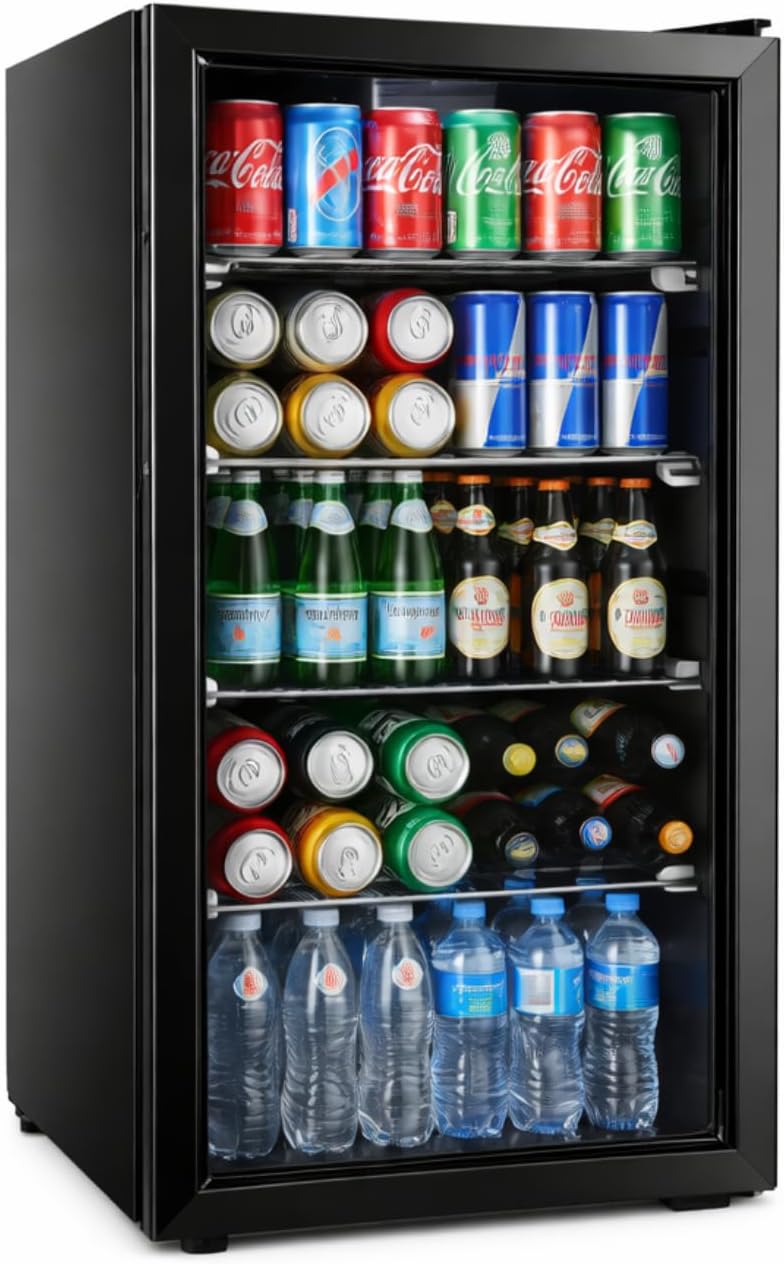 Armario, 445 × 500 × 676 mm, 72 L, 10 °C, con iluminación LED, vidrio, negro, Générique