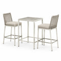 Juego de Bar con Mesa y Sillas de Acero Inoxidable y Asientos Beige