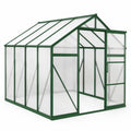 Invernadero de aluminio con paneles de policarbonato verde 190x250x195 cm