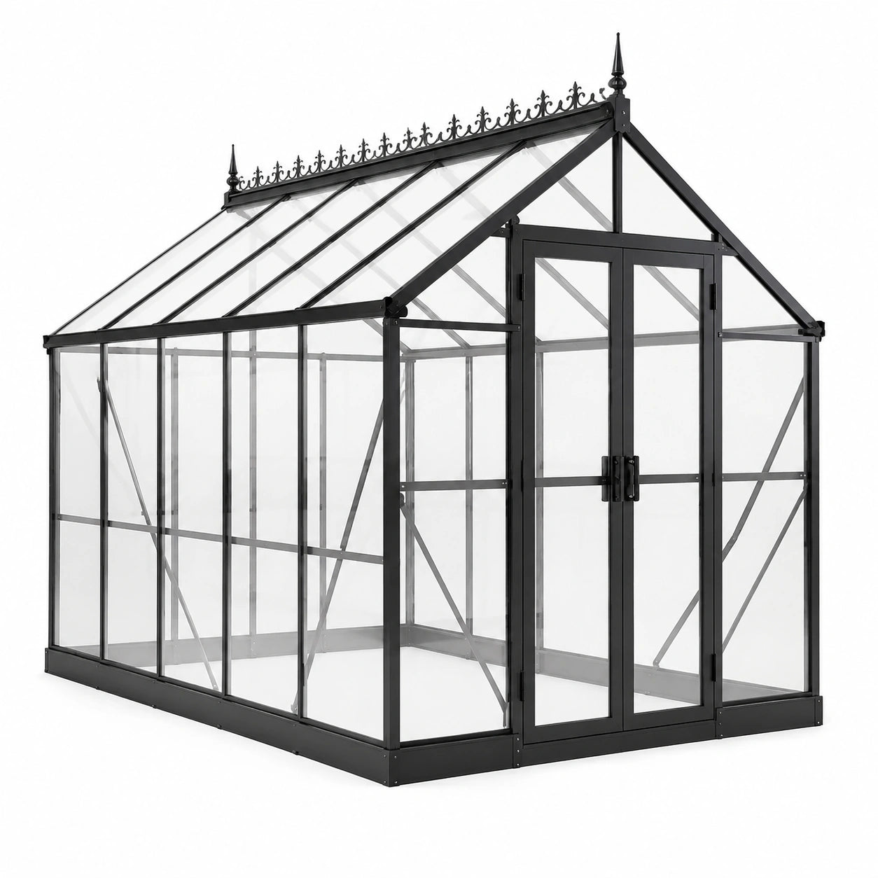 Invernadero de Aluminio Negro con Vidrio Templado