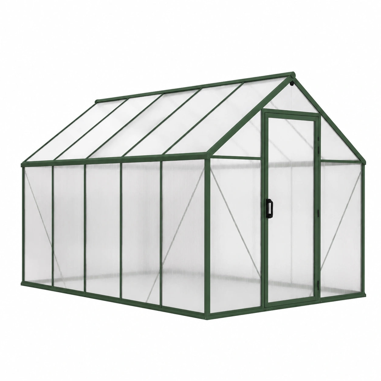 Invernadero de aluminio y policarbonato verde 3x2x2 m