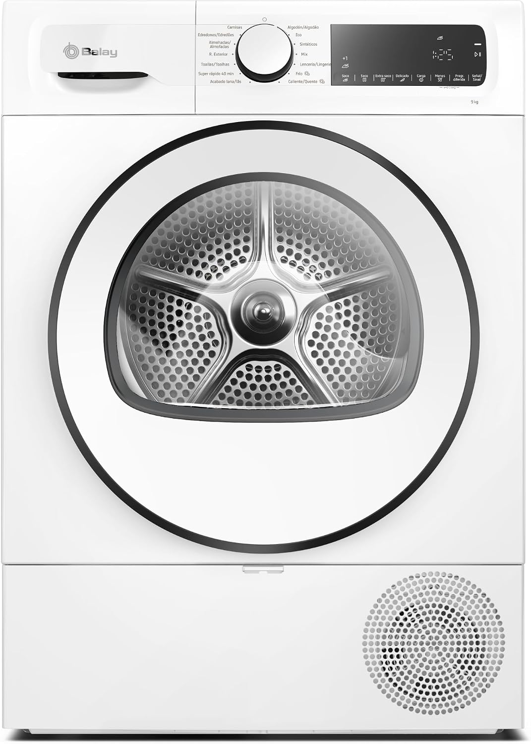 Secadora con bomba de calor 3SB090BE, 84,2 × 59,8 × 61,3 cm, 9 kg, blanco, Balay