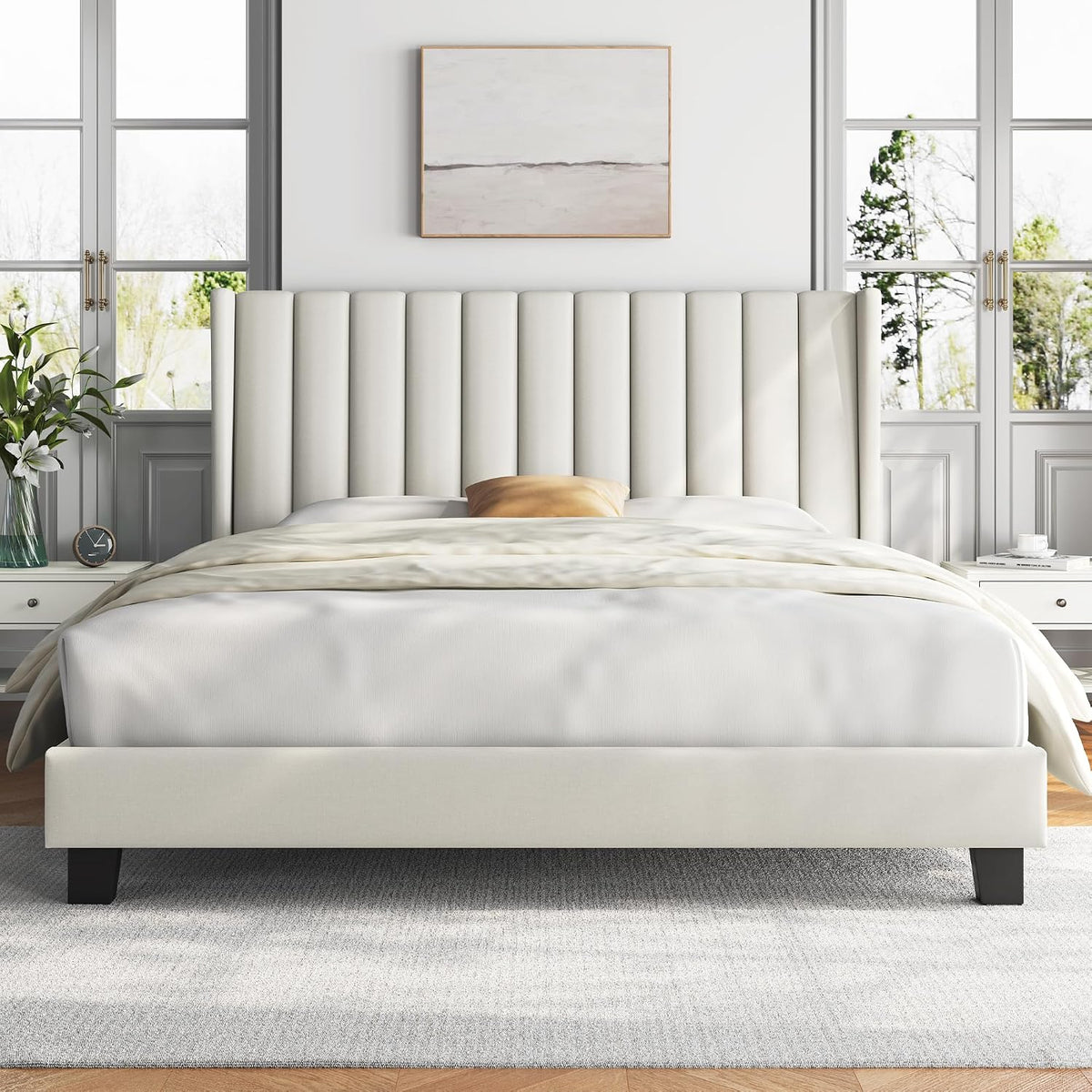 Cama, 160 × 200 cm, beige, Yaheetech
