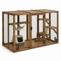 Jaula grande de madera y metal con accesorios para gatos 150x75x70 cm
