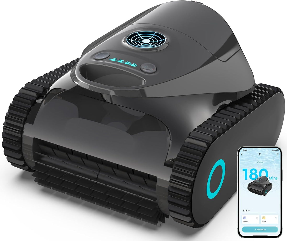 Limpiafondos de piscina 35ppi, inalámbrico, control inteligente, BRINBO
