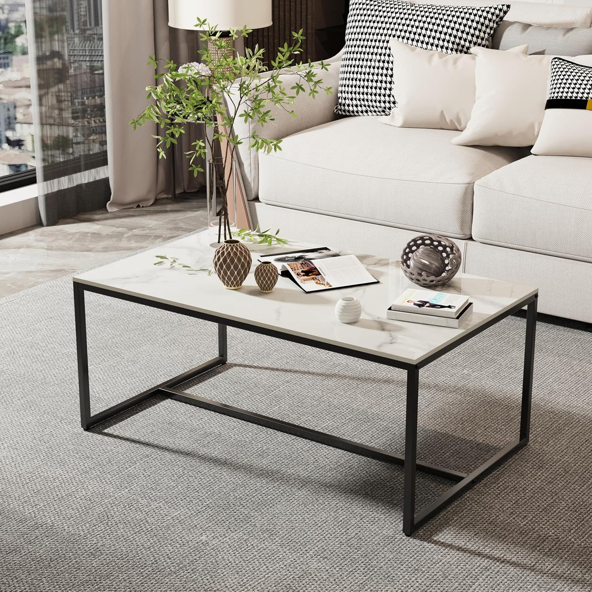 Sofá, 100 × 60 × 40 cm, blanco, para el salón, FATIVO