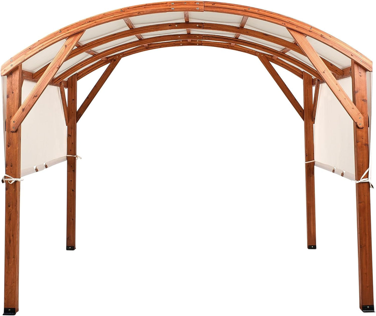 Beliani cenador de jardín, 303 × 300 cm, madera, tela, blanco, para el jardín