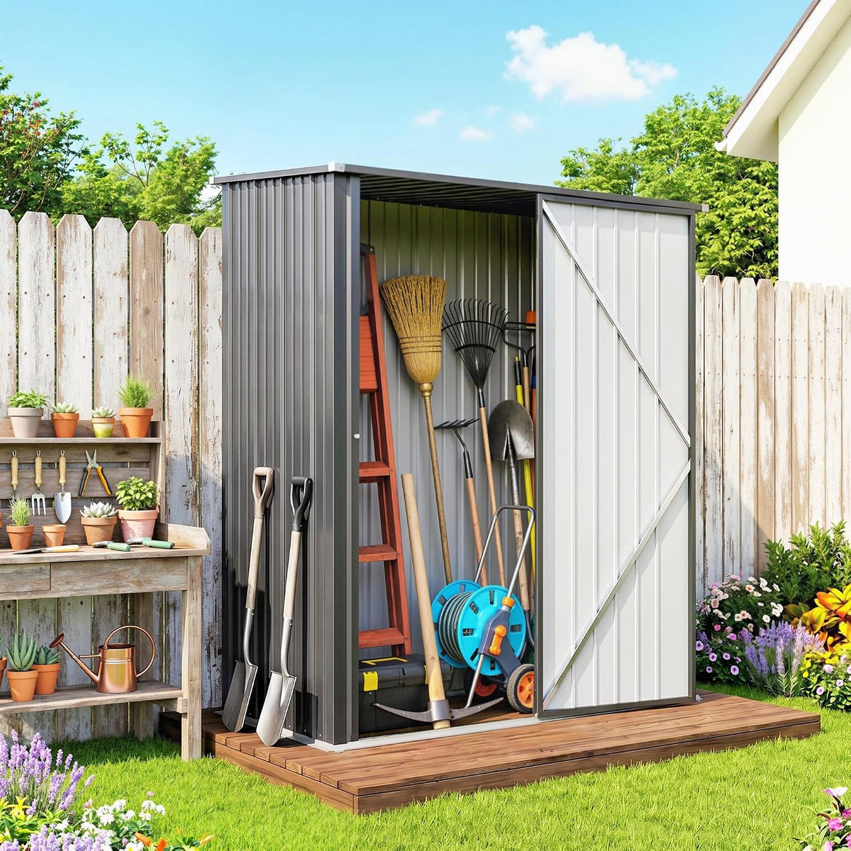 Outsunny cobertizo de jardín, 161,5 × 94,5 × 196 cm, negro, para el jardín