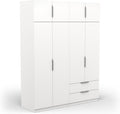Armario, 157,3 × 51,1 × 203 cm, con cajones, con estantes, madera, blanco, Demeyere