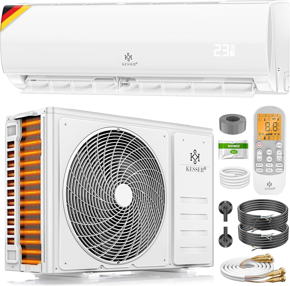 Aire acondicionado, 9000 BTU, 3,4 kW, con WiFi, KESSER