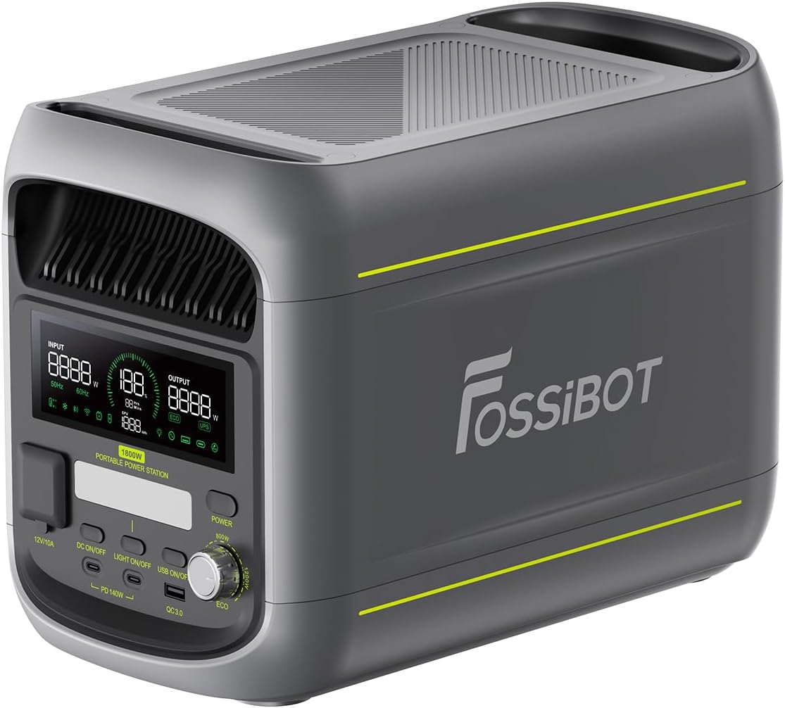 Generador eléctrico F1800, 1800 W, 1024 Wh, 100 W, inalámbrico, control inteligente, FOSSiBOT