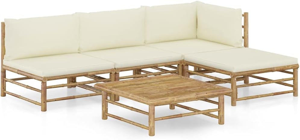 VidaXL sofá, 5 unidades, blanco, para el jardín