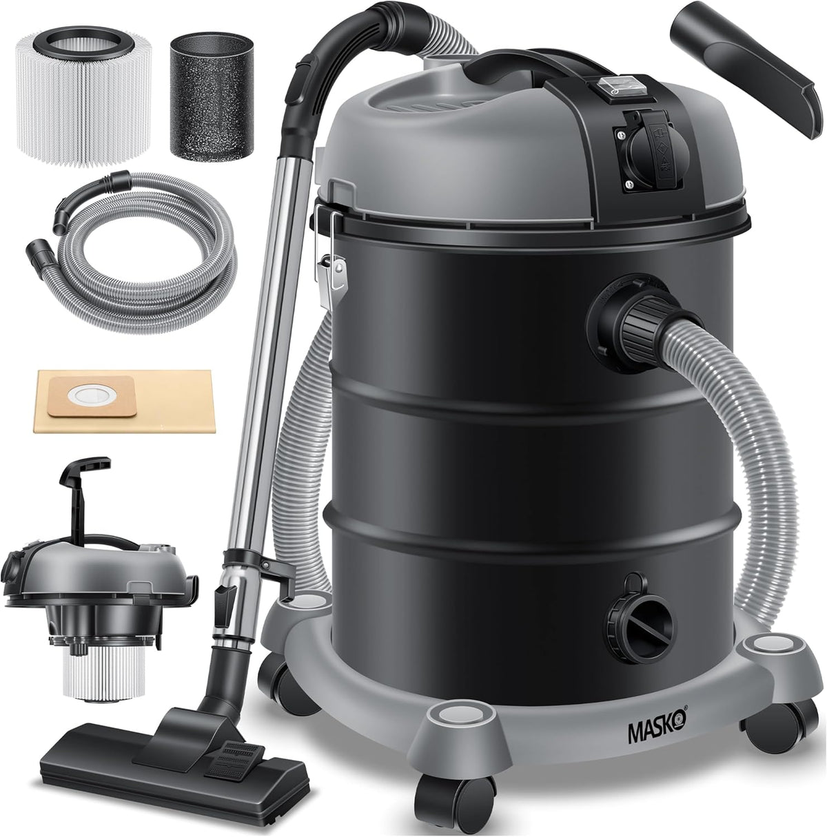 Aspirador, 1800 mm, 2300 W, acero inoxidable, Masko