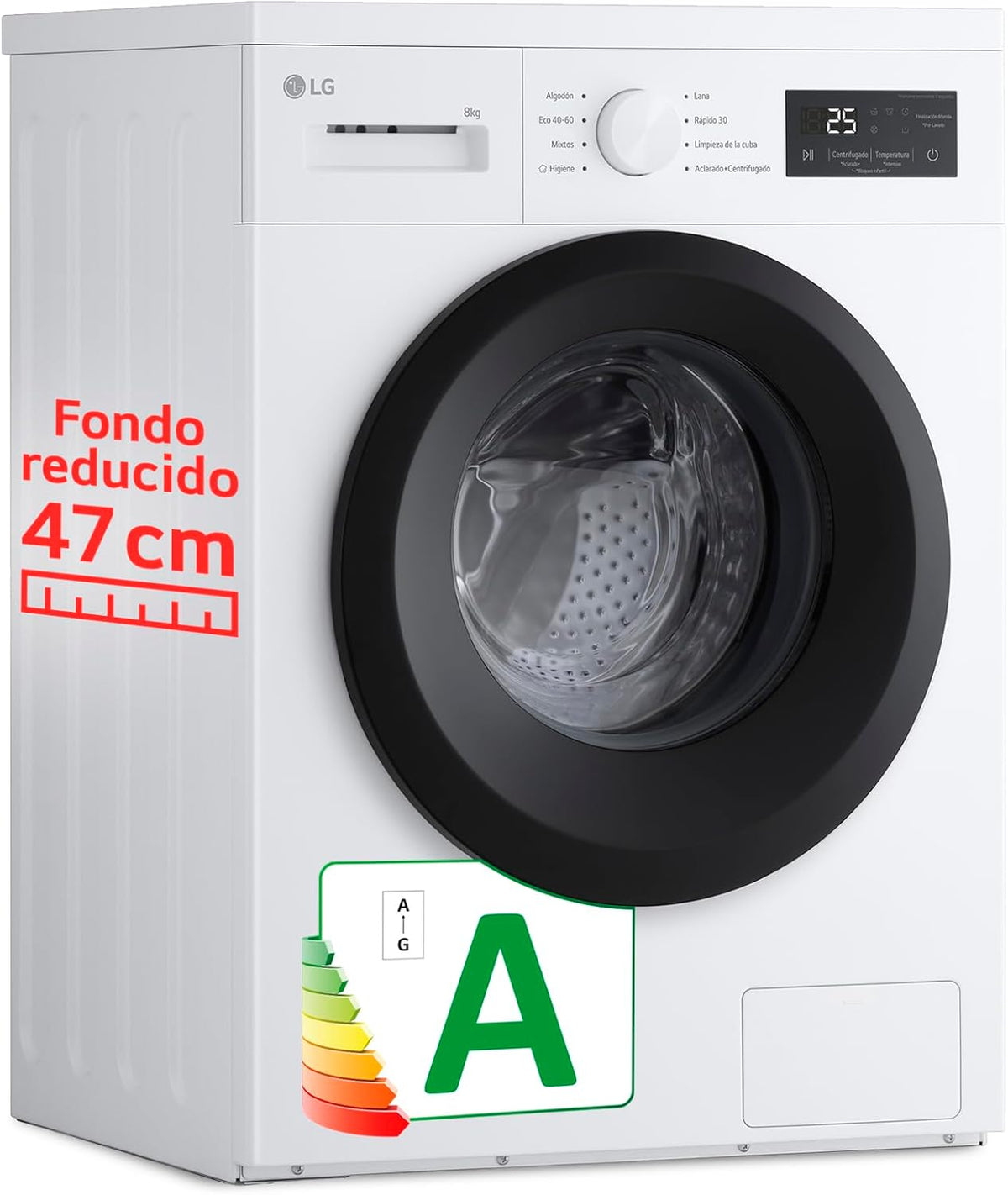 LG F4A10S8NWK.ABWQCES lavadora, 47 cm, 8 kg, con iluminación LED, blanco