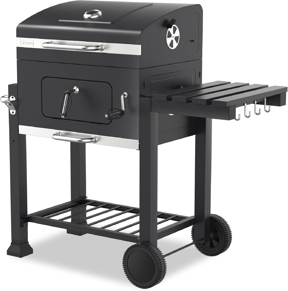 Barbacoa de carbón, 56 × 41,5 cm, acero inoxidable, Tepro