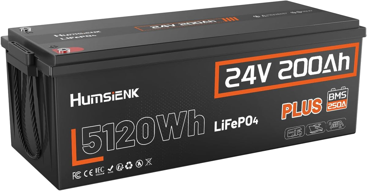 Baterías de ciclo profundo BMS 250A, 63,7 × 24,4 × 21,8 cm, 24 V, inalámbrico, HumsiENK