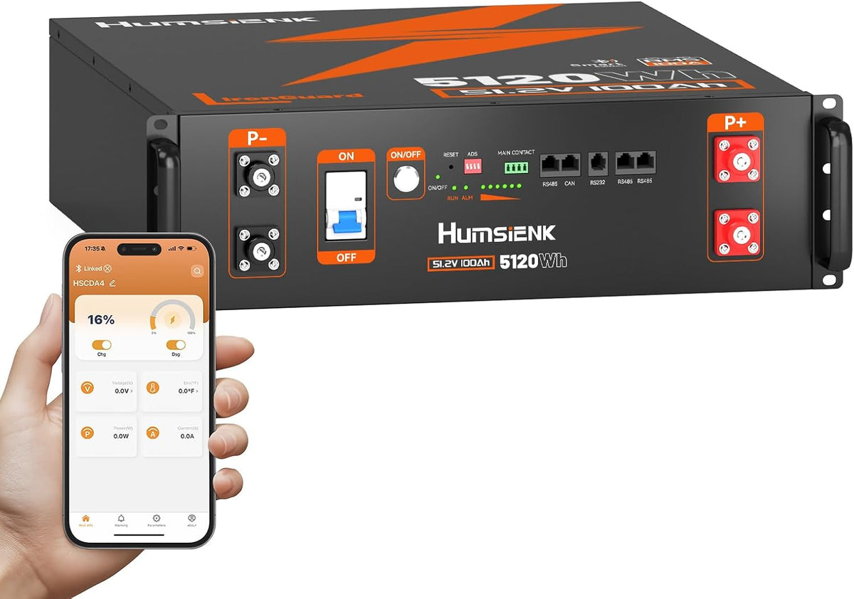 Baterías de ciclo profundo BMS 100A, 50,7 × 44,3 × 13,2 cm, 48 V, 5120 Wh, inalámbrico, HumsiENK