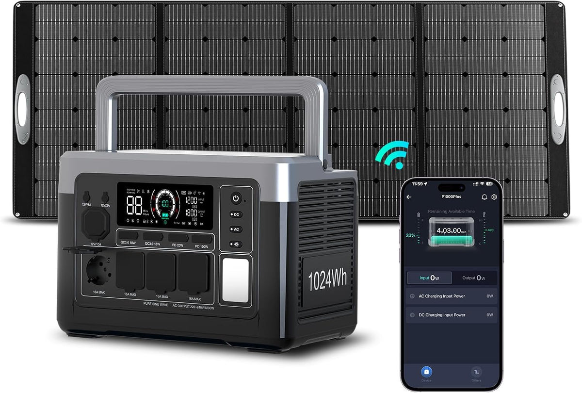 Generador eléctrico P1000PLUS, 1800 W, 3600 W, 200 W, 1024 Wh, 1200 W, inalámbrico, OKITECH