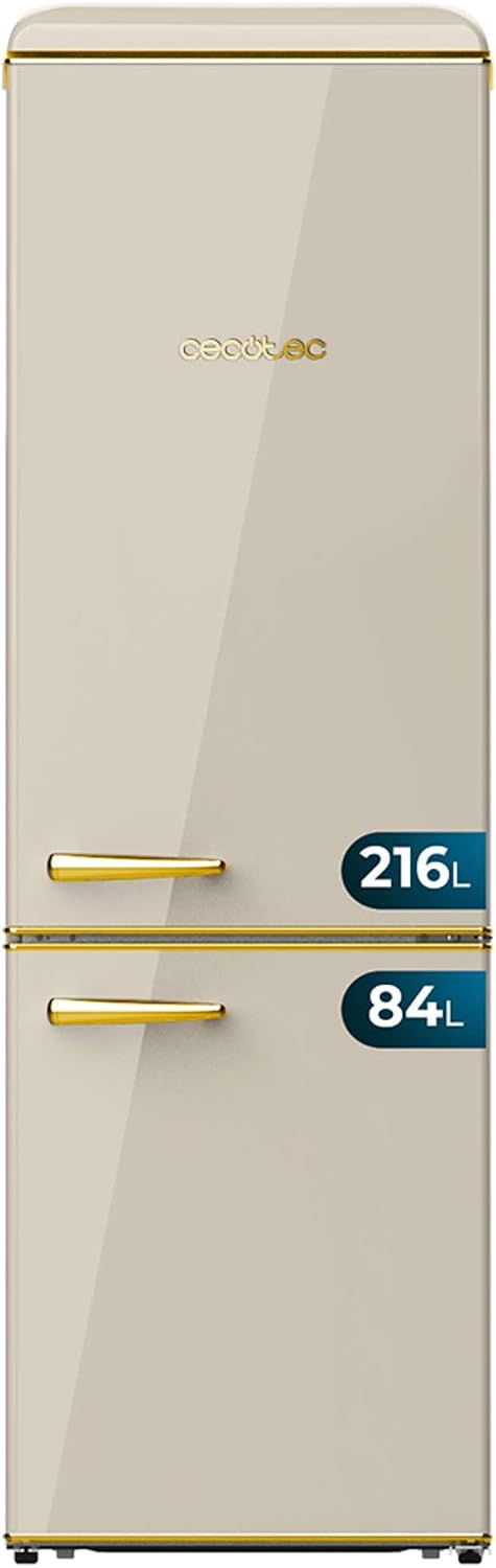 Cecotec frigorífico combi, 191,5 cm, 300 L, vidrio, beige