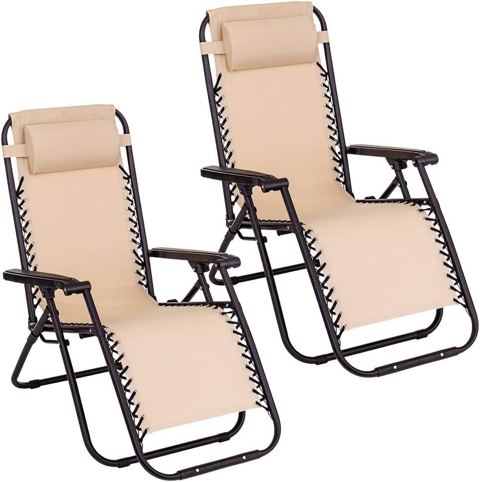 Tumbona, plegable, acero, tela, beige, para el jardín, para la terraza, KROWN