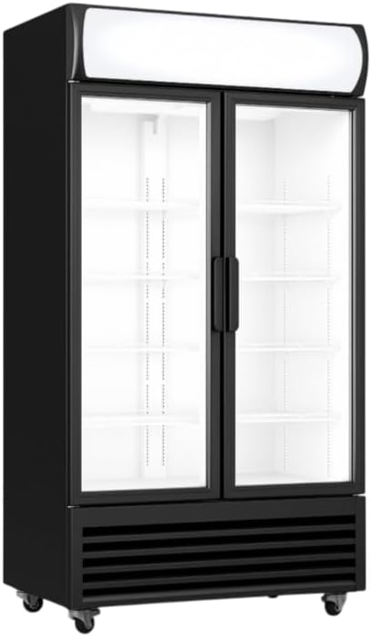 Armario, 880 × 610 × 1973 mm, 568 L, 1 °C, 10 °C, con iluminación LED, regulable, con estantes, vidrio, blanco, Générique