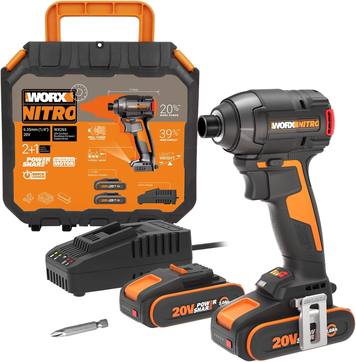 Taladro WX265, 116 mm, 20 V, inalámbrico, madera, metal, WORX