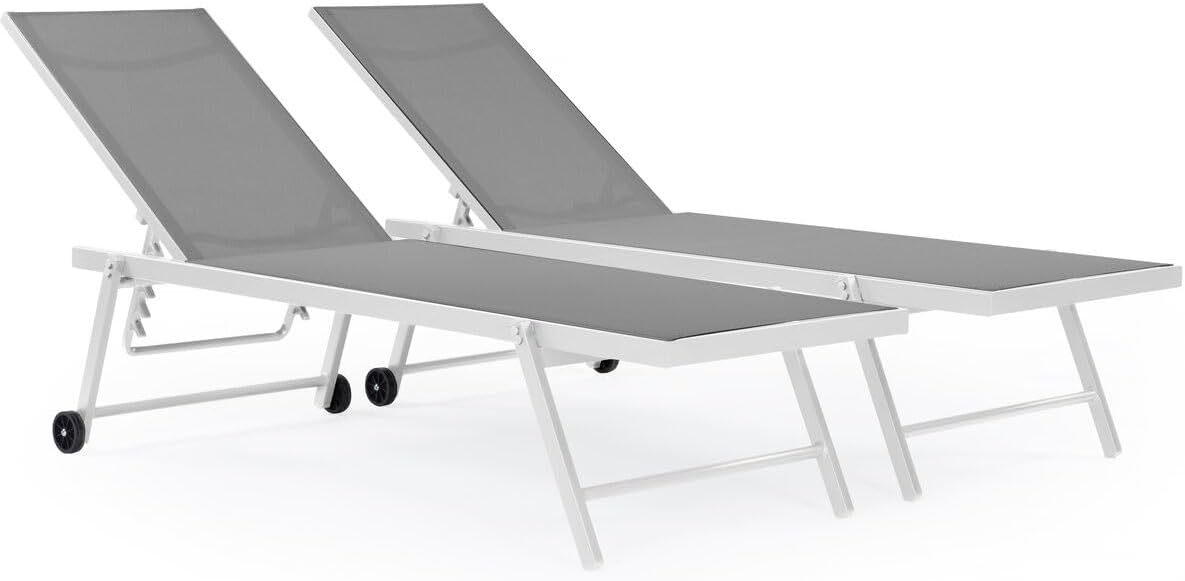 Tumbona, 194 × 60 × 61 cm, aluminio, blanco, Habitat et Jardin