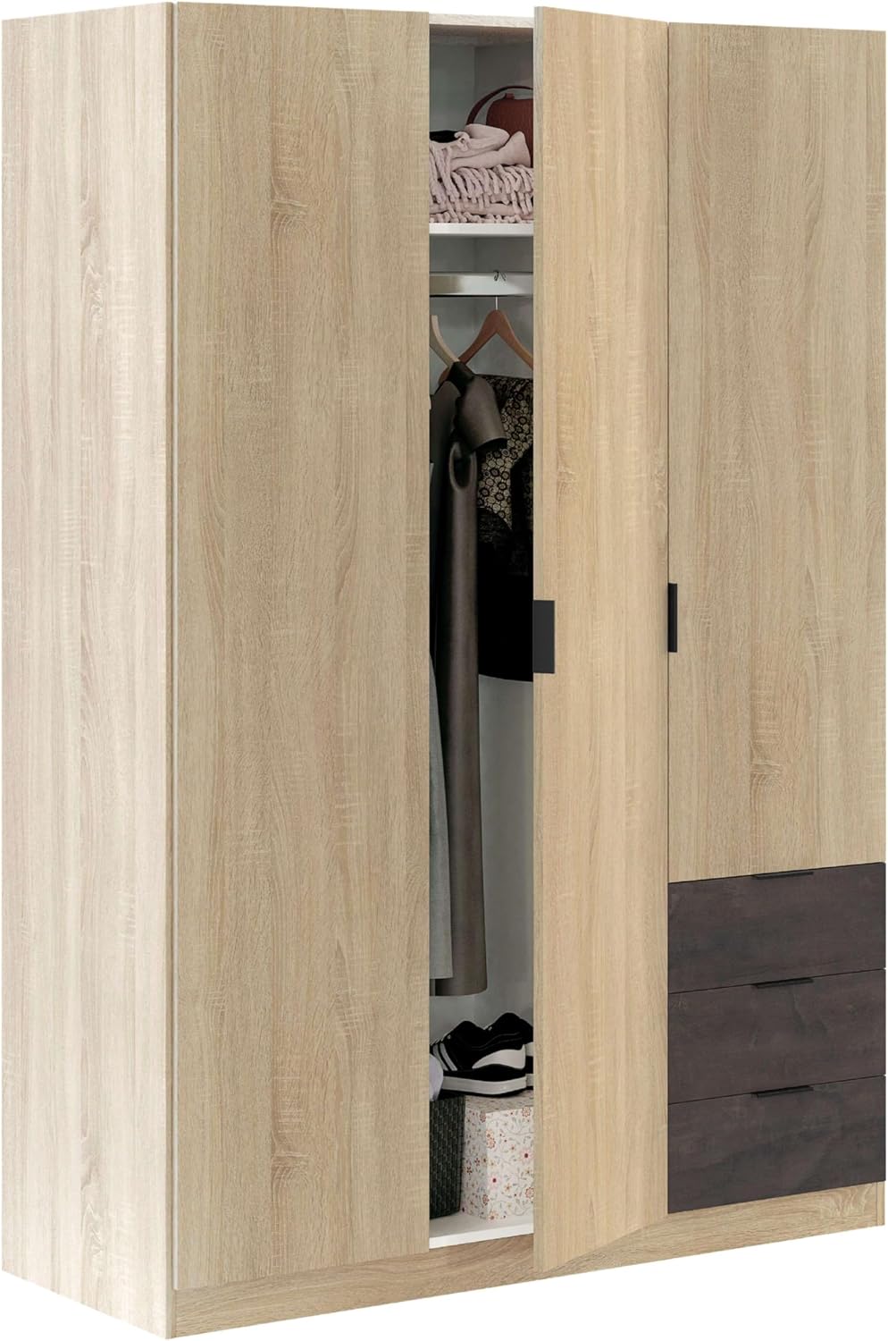 Armario, 180 cm, con cajones, con estantes, Habitdesign