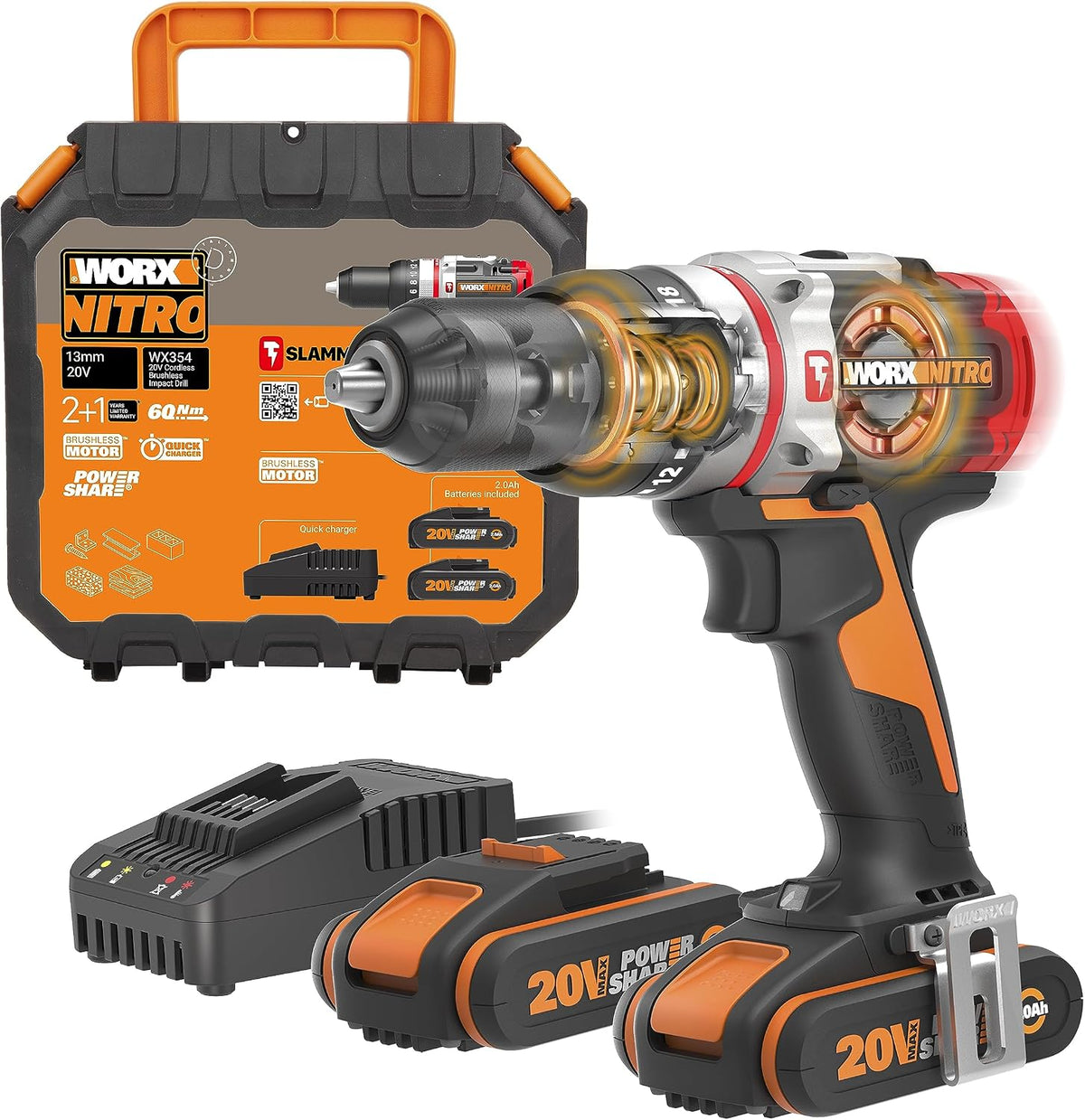 Taladro WX354, 20 V, inalámbrico, WORX